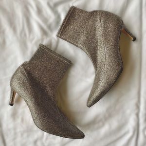 Zara Silver Sparkle Glitter Boots Size 9.5